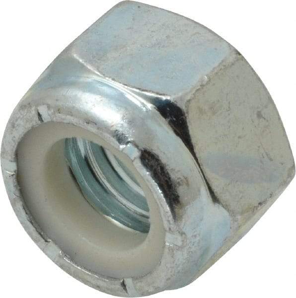 Value Collection - 9/16-12 UNC Grade 2 Hex Lock Nut with Nylon Insert - 7/8" Width Across Flats, 5/8" High, Zinc-Plated Finish - Industrial Tool & Supply