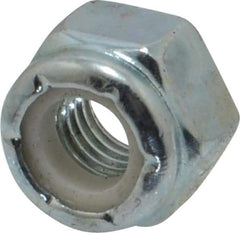 Value Collection - 1/4-28 UNF Grade 2 Hex Lock Nut with Nylon Insert - 7/16" Width Across Flats, 19/64" High, Zinc-Plated Finish - Industrial Tool & Supply