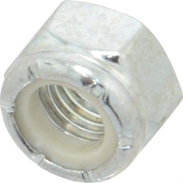 Value Collection - 5/16-24 UNF Grade 2 Hex Lock Nut with Nylon Insert - 1/2" Width Across Flats, 23/64" High, Zinc-Plated Finish - Industrial Tool & Supply