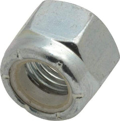 Value Collection - 3/8-24 UNF Grade 2 Hex Lock Nut with Nylon Insert - 9/16" Width Across Flats, 15/32" High, Zinc-Plated Finish - Industrial Tool & Supply