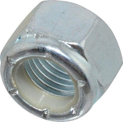 Value Collection - 7/16-20 UNF Grade 2 Hex Lock Nut with Nylon Insert - 5/8" Width Across Flats, 15/32" High, Zinc-Plated Finish - Industrial Tool & Supply
