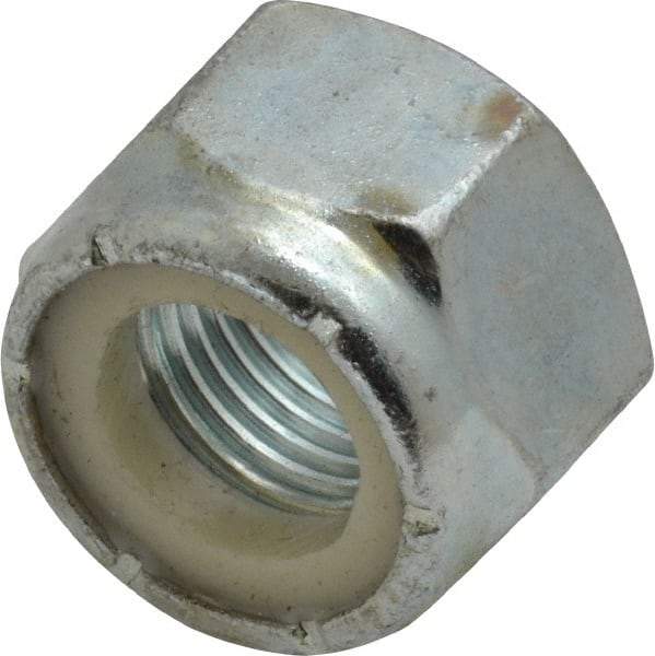 Value Collection - 9/16-18 UNF Grade 2 Hex Lock Nut with Nylon Insert - 7/8" Width Across Flats, 5/8" High, Zinc-Plated Finish - Industrial Tool & Supply