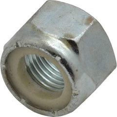 Value Collection - 9/16-18 UNF Grade 2 Hex Lock Nut with Nylon Insert - 7/8" Width Across Flats, 5/8" High, Zinc-Plated Finish - Industrial Tool & Supply