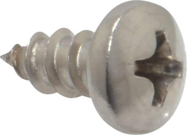 Value Collection - #8 Pan Head Phillips Sheet Metal Screw - Stainless Steel, 3/8" Length Under Head, Grade 18-8 - Industrial Tool & Supply