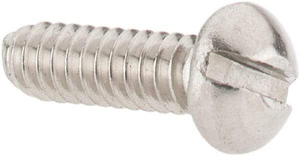 Value Collection - #4-40 UNC, 3/8" Length Under Head Slotted Drive Machine Screw - Round Head, Grade 18-8 Stainless Steel, Uncoated, Without Washer - Industrial Tool & Supply