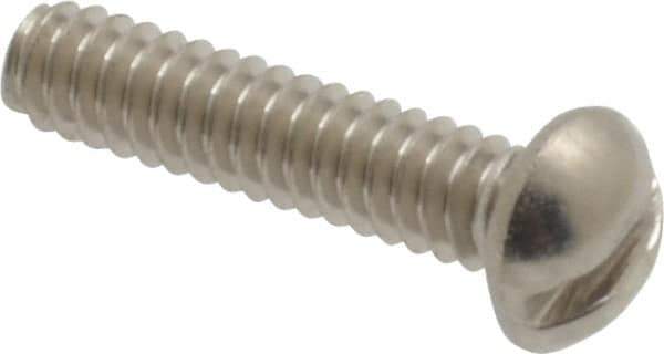 Value Collection - #4-40 UNC, 1/2" Length Under Head Slotted Drive Machine Screw - Round Head, Grade 18-8 Stainless Steel, Uncoated, Without Washer - Industrial Tool & Supply