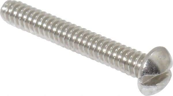 Value Collection - #4-40 UNC, 3/4" Length Under Head Slotted Drive Machine Screw - Round Head, Grade 18-8 Stainless Steel, Uncoated, Without Washer - Industrial Tool & Supply