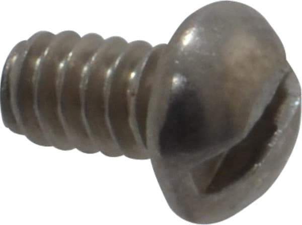 Value Collection - #6-32 UNC, 1/4" Length Under Head Slotted Drive Machine Screw - Round Head, Grade 18-8 Stainless Steel, Uncoated, Without Washer - Industrial Tool & Supply