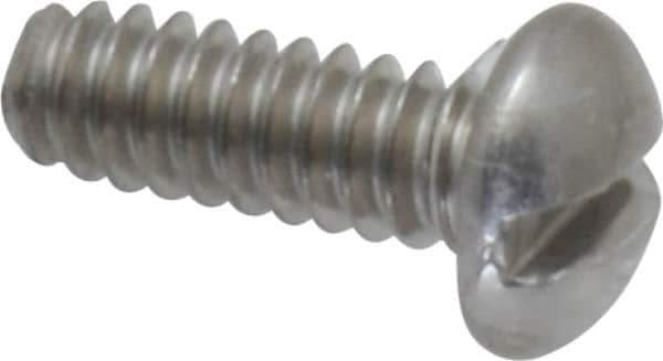 Value Collection - #6-32 UNC, 3/8" Length Under Head Slotted Drive Machine Screw - Round Head, Grade 18-8 Stainless Steel, Uncoated, Without Washer - Industrial Tool & Supply