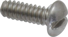 Value Collection - #6-32 UNC, 3/8" Length Under Head Slotted Drive Machine Screw - Round Head, Grade 18-8 Stainless Steel, Uncoated, Without Washer - Industrial Tool & Supply