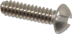 Value Collection - #6-32 UNC, 1/2" Length Under Head Slotted Drive Machine Screw - Round Head, Grade 18-8 Stainless Steel, Uncoated, Without Washer - Industrial Tool & Supply