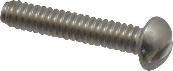 Value Collection - #6-32 UNC, 3/4" Length Under Head Slotted Drive Machine Screw - Round Head, Grade 18-8 Stainless Steel, Uncoated, Without Washer - Industrial Tool & Supply