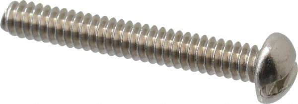 Value Collection - #6-32 UNC, 1" Length Under Head Slotted Drive Machine Screw - Round Head, Grade 18-8 Stainless Steel, Uncoated, Without Washer - Industrial Tool & Supply