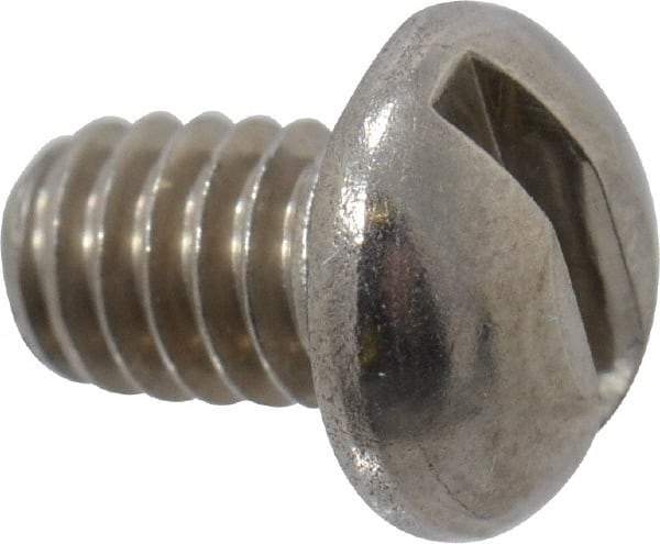 Value Collection - #8-32 UNC, 1/4" Length Under Head Slotted Drive Machine Screw - Round Head, Grade 18-8 Stainless Steel, Uncoated, Without Washer - Industrial Tool & Supply