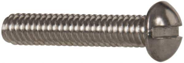 Value Collection - #8-32 UNC, 7/8" Length Under Head Slotted Drive Machine Screw - Round Head, Grade 18-8 Stainless Steel, Uncoated, Without Washer - Industrial Tool & Supply