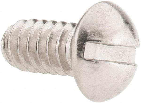 Value Collection - #10-24 UNC, 3/8" Length Under Head Slotted Drive Machine Screw - Round Head, Grade 18-8 Stainless Steel, Uncoated, Without Washer - Industrial Tool & Supply