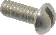 Value Collection - #10-24 UNC, 1/2" Length Under Head Slotted Drive Machine Screw - Round Head, Grade 18-8 Stainless Steel, Uncoated, Without Washer - Industrial Tool & Supply