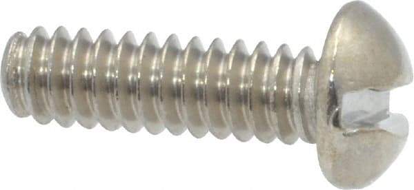 Value Collection - #10-24 UNC, 5/8" Length Under Head Slotted Drive Machine Screw - Round Head, Grade 18-8 Stainless Steel, Uncoated, Without Washer - Industrial Tool & Supply