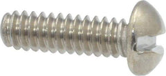 Value Collection - #10-24 UNC, 5/8" Length Under Head Slotted Drive Machine Screw - Round Head, Grade 18-8 Stainless Steel, Uncoated, Without Washer - Industrial Tool & Supply