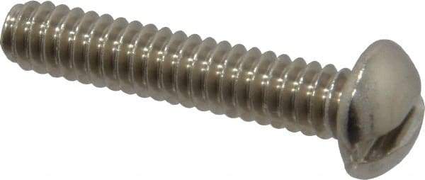 Value Collection - #10-24 UNC, 1" Length Under Head Slotted Drive Machine Screw - Round Head, Grade 18-8 Stainless Steel, Uncoated, Without Washer - Industrial Tool & Supply
