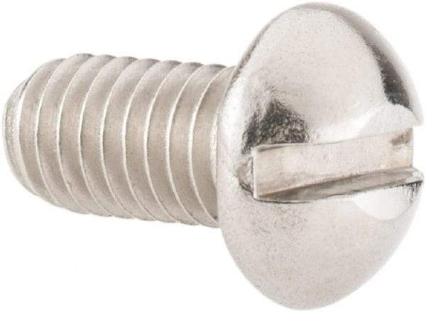 Value Collection - #10-32 UNF, 3/8" Length Under Head Slotted Drive Machine Screw - Round Head, Grade 18-8 Stainless Steel, Uncoated, Without Washer - Industrial Tool & Supply