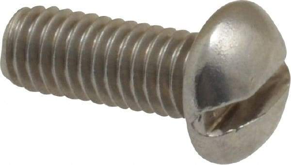 Value Collection - #10-32 UNF, 1/2" Length Under Head Slotted Drive Machine Screw - Round Head, Grade 18-8 Stainless Steel, Uncoated, Without Washer - Industrial Tool & Supply