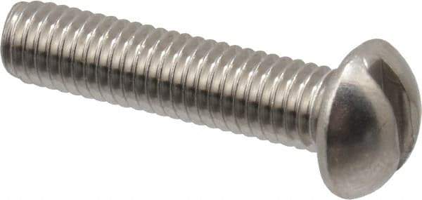 Value Collection - #10-32 UNF, 7/8" Length Under Head Slotted Drive Machine Screw - Round Head, Grade 18-8 Stainless Steel, Uncoated, Without Washer - Industrial Tool & Supply