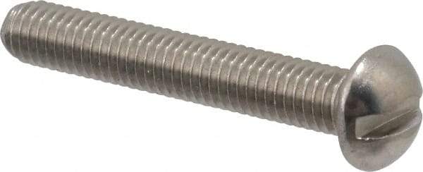 Value Collection - #10-32 UNF, 1-1/4" Length Under Head Slotted Drive Machine Screw - Round Head, Grade 18-8 Stainless Steel, Uncoated, Without Washer - Industrial Tool & Supply