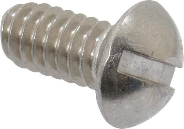 Value Collection - 1/4-20 UNC, 1/2" Length Under Head Slotted Drive Machine Screw - Round Head, Grade 18-8 Stainless Steel, Uncoated, Without Washer - Industrial Tool & Supply