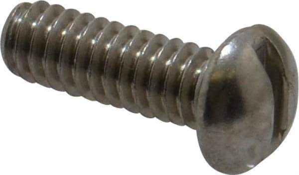Value Collection - 1/4-20 UNC, 3/4" Length Under Head Slotted Drive Machine Screw - Round Head, Grade 18-8 Stainless Steel, Without Washer - Industrial Tool & Supply