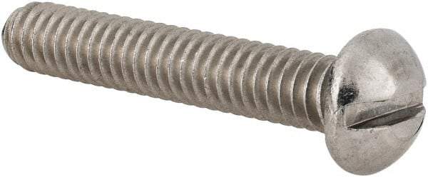 Value Collection - 1/4-20 UNC, 1-1/2" Length Under Head Slotted Drive Machine Screw - Round Head, Grade 18-8 Stainless Steel, Uncoated, Without Washer - Industrial Tool & Supply