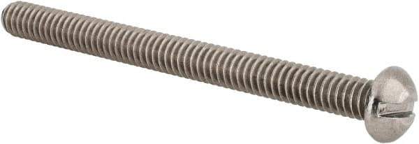 Value Collection - 1/4-20 UNC, 3" Length Under Head Slotted Drive Machine Screw - Round Head, Grade 18-8 Stainless Steel, Uncoated, Without Washer - Industrial Tool & Supply