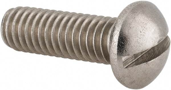 Value Collection - 5/16-18 UNC, 1" Length Under Head Slotted Drive Machine Screw - Round Head, Grade 18-8 Stainless Steel, Uncoated, Without Washer - Industrial Tool & Supply