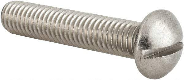Value Collection - 3/8-16 UNC, 2" Length Under Head Slotted Drive Machine Screw - Round Head, Grade 18-8 Stainless Steel, Uncoated, Without Washer - Industrial Tool & Supply