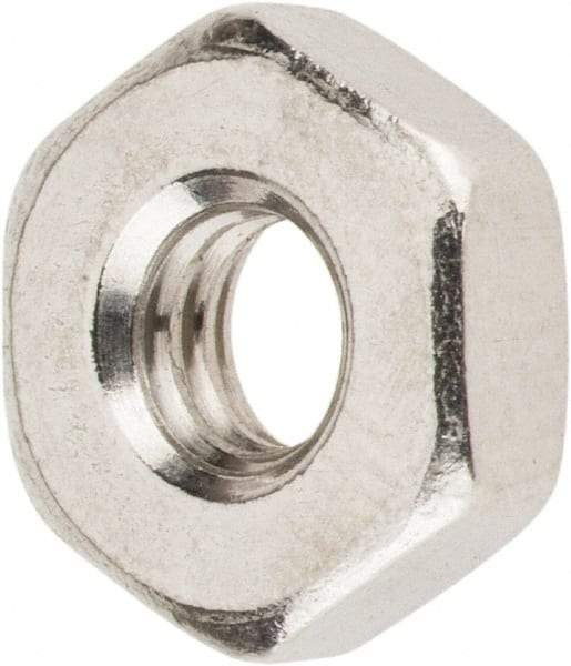 Value Collection - #8-32 UNC Stainless Steel Right Hand Machine Screw Hex Nut - 11/32" Across Flats, 1/8" High, Uncoated - Industrial Tool & Supply