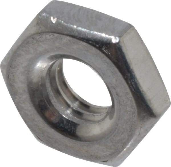 Value Collection - #10-32 UNF Stainless Steel Right Hand Machine Screw Hex Nut - 3/8" Across Flats, 1/8" High, Uncoated - Industrial Tool & Supply