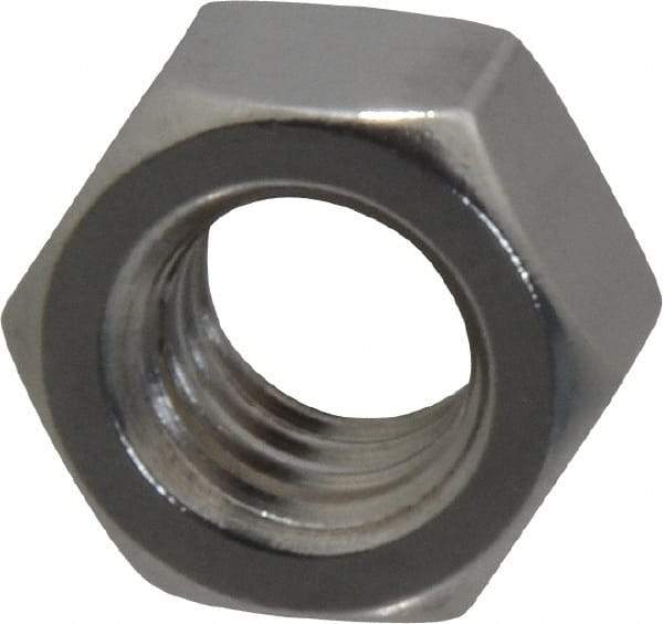 Value Collection - 7/16-14 UNC Stainless Steel Right Hand Hex Nut - 11/16" Across Flats, 3/8" High, Uncoated - Industrial Tool & Supply