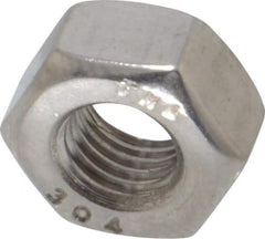 Value Collection - 1/4-28 UNF Stainless Steel Right Hand Hex Nut - 7/16" Across Flats, 7/32" High, Uncoated - Industrial Tool & Supply