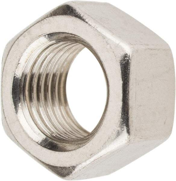 Value Collection - 3/8-24 UNF Stainless Steel Right Hand Hex Nut - 9/16" Across Flats, 21/64" High, Uncoated - Industrial Tool & Supply
