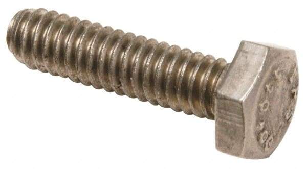 Value Collection - 5/16-18 UNC, 1-1/8" Length Under Head Hex Head Cap Screw - Fully Threaded, Grade 18-8 Stainless Steel, Uncoated, 1/2" Hex - Industrial Tool & Supply