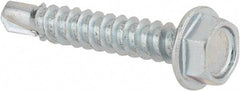 Value Collection - #8, Hex Washer Head, Hex Drive, 1" Length Under Head, #2 Point, Self Drilling Screw - Steel, Zinc-Plated Finish - Industrial Tool & Supply