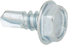 Value Collection - #10, Hex Washer Head, Hex Drive, 1/2" Length Under Head, #2 Point, Self Drilling Screw - Steel, Zinc-Plated Finish - Industrial Tool & Supply