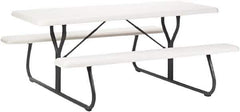 ICEBERG - 30" Long x 72" Wide x 29" High Stationary Rectangular Picnic Table - Platinum & Gray, High-Density Polyethylene/Steel - Industrial Tool & Supply