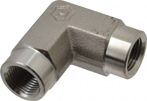 Ham-Let - 3/8" Grade 316 Stainless Steel Pipe 90° Female Elbow - FNPT x FNPT End Connections, 5,000 psi - Industrial Tool & Supply