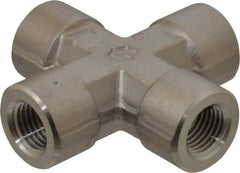 Ham-Let - 1/4" Grade 316 Stainless Steel Pipe Cross - FNPT End Connections, 6,200 psi - Industrial Tool & Supply