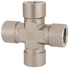 Ham-Let - 1/2" Grade 316 Stainless Steel Pipe Cross - FNPT End Connections, 4,600 psi - Industrial Tool & Supply
