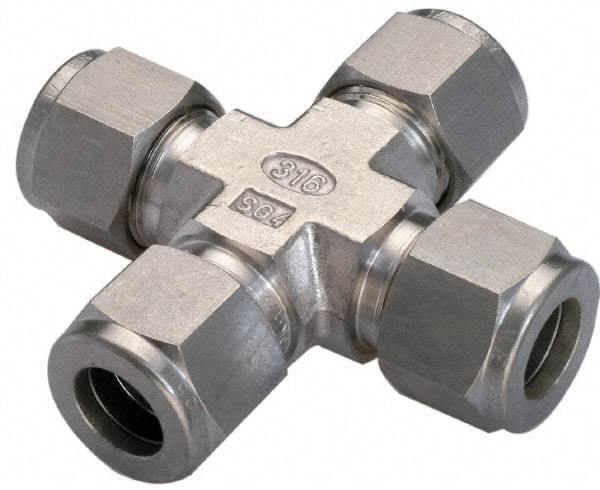 Ham-Let - 3/8" OD, Grade 316Stainless Steel Union Cross - All Comp Ends - Industrial Tool & Supply