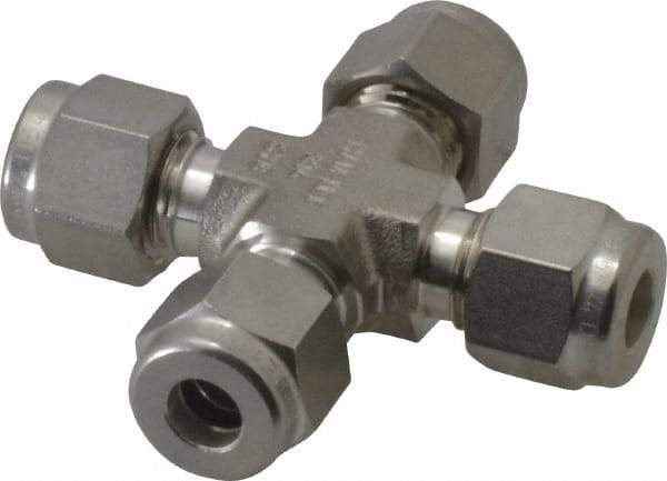 Ham-Let - 1/4" OD, Grade 316Stainless Steel Union Cross - All Comp Ends - Industrial Tool & Supply