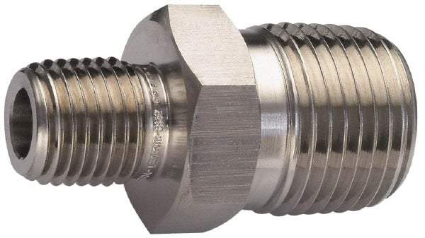 Ham-Let - 3/4 x 1/2" Internal Brass Reducer Nipple - 3600 PSI, MNPT x MNPT - Industrial Tool & Supply