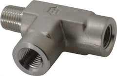 Ham-Let - 1/4" Grade 316 Stainless Steel Pipe Street Tee - MNPT x FNPT x FNPT End Connections, 6,200 psi - Industrial Tool & Supply